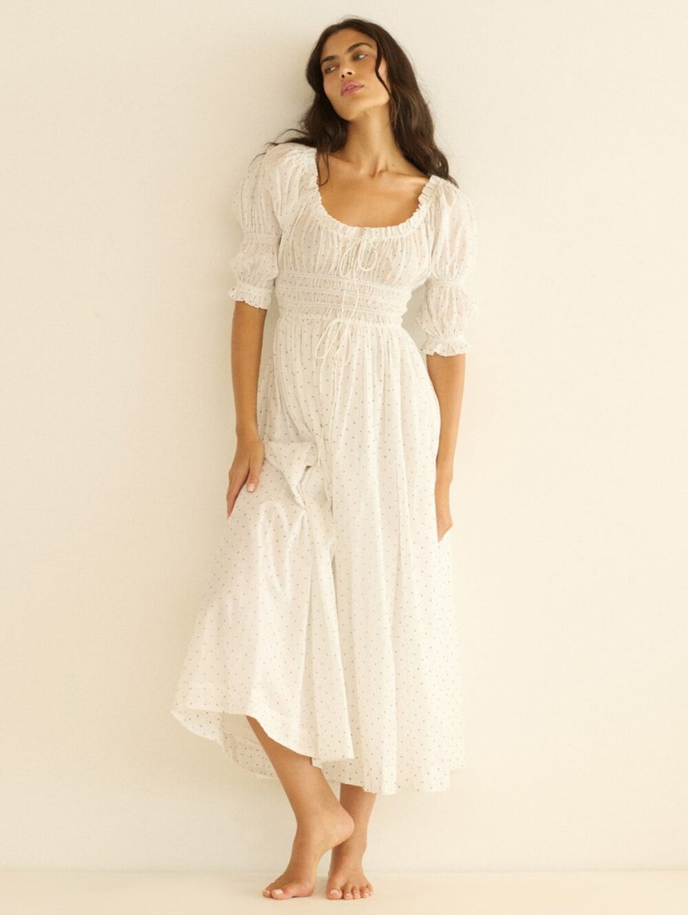 Doen ISCHIA DRESS IN SALT FLOCK DOT - Picture 2 of 12